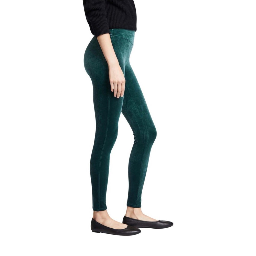 Spanx Velvet Leggings in Color Malachite - Picture 2 of 7